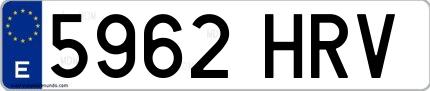 Ejemplo de matrícula española 5962 HRV