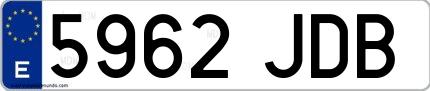 Ejemplo de matrícula española 5962 JDB