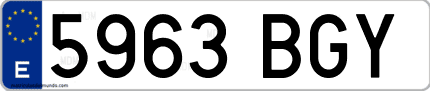 Ejemplo de matrícula de coche ordinaria 5963 BGY