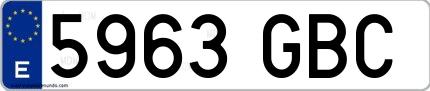 Ejemplo de matrícula española 5963 GBC