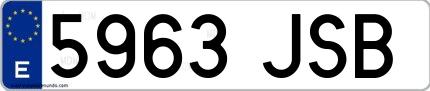 Ejemplo de matrícula española 5963 JSB