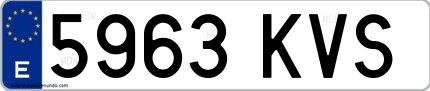 Ejemplo de matrícula española 5963 KVS