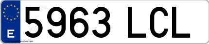 Ejemplo de matrícula de coche ordinaria 5963 LCL