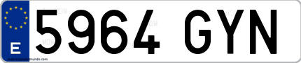 Ejemplo de matrícula de coche ordinaria 5964 GYN