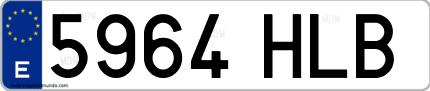Ejemplo de matrícula de coche ordinaria 5964 HLB