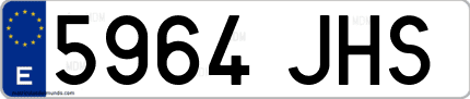 Ejemplo de matrícula de coche ordinaria 5964 JHS