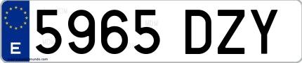 Ejemplo de matrícula española 5965 DZY