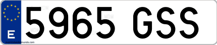Ejemplo de matrícula de coche ordinaria 5965 GSS