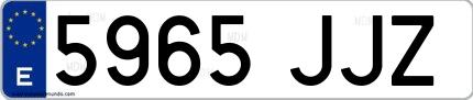 Ejemplo de matrícula de coche ordinaria 5965 JJZ