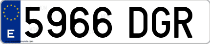 Ejemplo de matrícula de coche ordinaria 5966 DGR