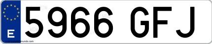 Ejemplo de matrícula española 5966 GFJ