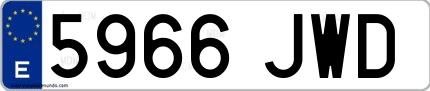 Ejemplo de matrícula española 5966 JWD
