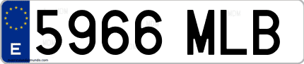 Ejemplo de matrícula de coche ordinaria 5966 MLB