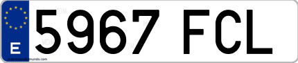 Ejemplo de matrícula de coche ordinaria 5967 FCL