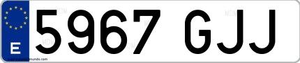 Ejemplo de matrícula de coche ordinaria 5967 GJJ