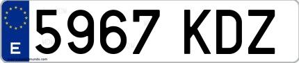 Ejemplo de matrícula española 5967 KDZ