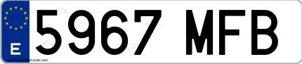 Ejemplo de matrícula española 5967 MFB
