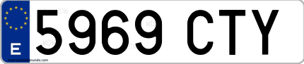 Ejemplo de matrícula de coche ordinaria 5969 CTY