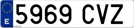 Ejemplo de matrícula española 5969 CVZ