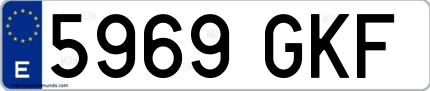 Ejemplo de matrícula española 5969 GKF