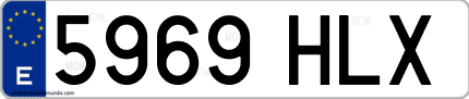 Ejemplo de matrícula de coche ordinaria 5969 HLX
