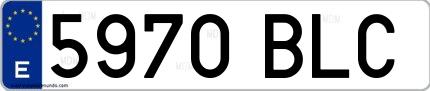 Ejemplo de matrícula española 5970 BLC