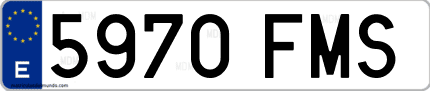 Ejemplo de matrícula de coche ordinaria 5970 FMS