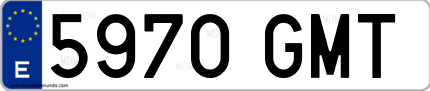Ejemplo de matrícula de coche ordinaria 5970 GMT