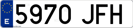 Ejemplo de matrícula de coche ordinaria 5970 JFH
