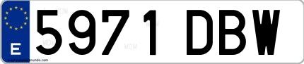 Ejemplo de matrícula española 5971 DBW