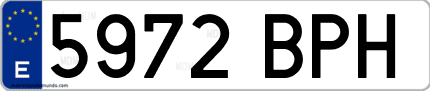 Ejemplo de matrícula de coche ordinaria 5972 BPH