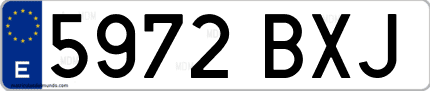 Ejemplo de matrícula de coche ordinaria 5972 BXJ