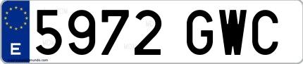 Ejemplo de matrícula de coche ordinaria 5972 GWC