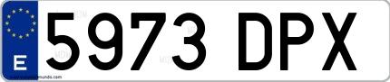 Ejemplo de matrícula de coche ordinaria 5973 DPX