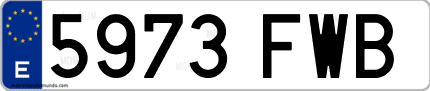 Ejemplo de matrícula de coche ordinaria 5973 FWB