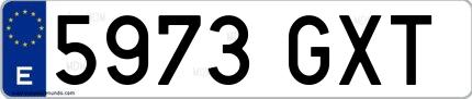 Ejemplo de matrícula española 5973 GXT