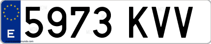 Ejemplo de matrícula de coche ordinaria 5973 KVV