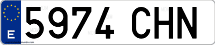 Ejemplo de matrícula de coche ordinaria 5974 CHN