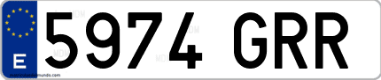 Ejemplo de matrícula de coche ordinaria 5974 GRR