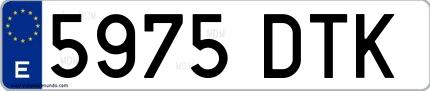 Ejemplo de matrícula española 5975 DTK