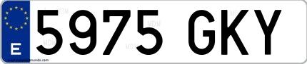 Ejemplo de matrícula española 5975 GKY