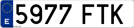 Ejemplo de matrícula de coche ordinaria 5977 FTK