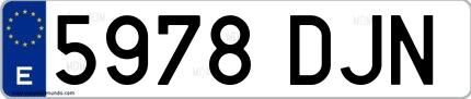 Ejemplo de matrícula española 5978 DJN