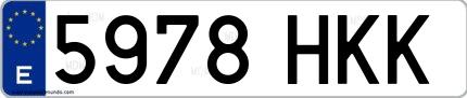 Ejemplo de matrícula española 5978 HKK