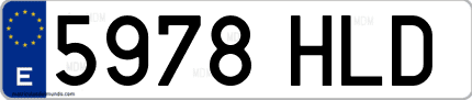Ejemplo de matrícula de coche ordinaria 5978 HLD