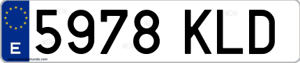 Ejemplo de matrícula de coche ordinaria 5978 KLD
