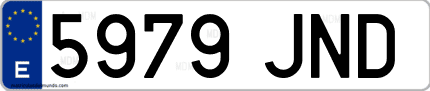 Ejemplo de matrícula de coche ordinaria 5979 JND