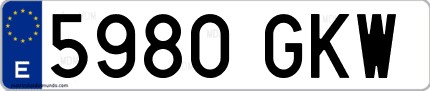 Ejemplo de matrícula de coche ordinaria 5980 GKW