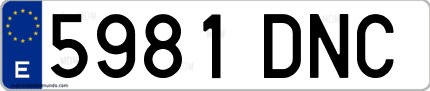 Ejemplo de matrícula de coche ordinaria 5981 DNC