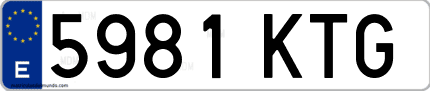 Ejemplo de matrícula de coche ordinaria 5981 KTG